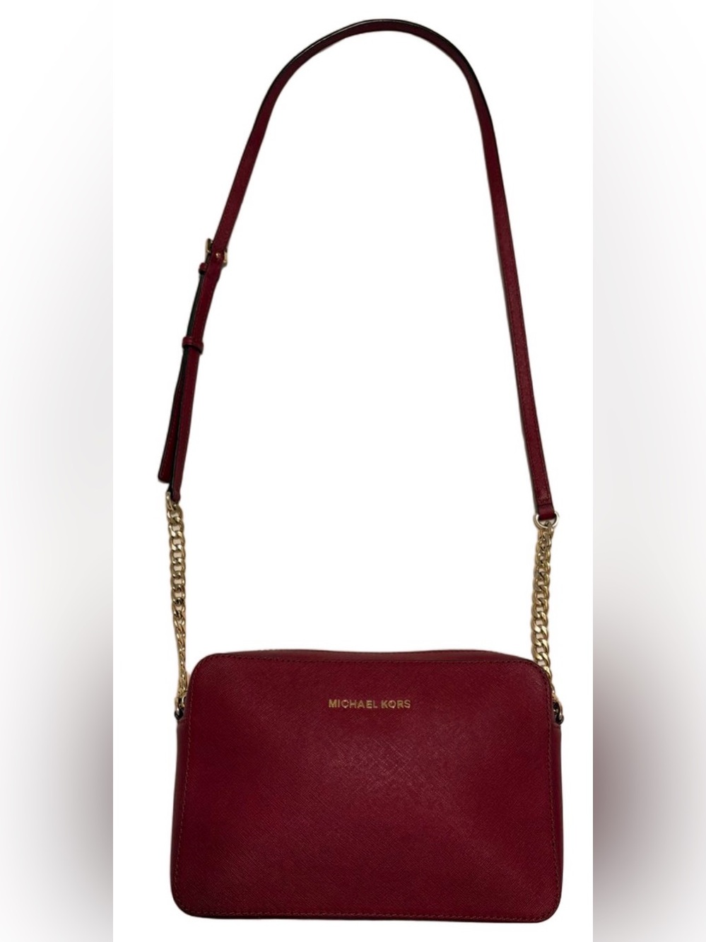 Michael Kors Red Crossbody with Gold Chain Strap